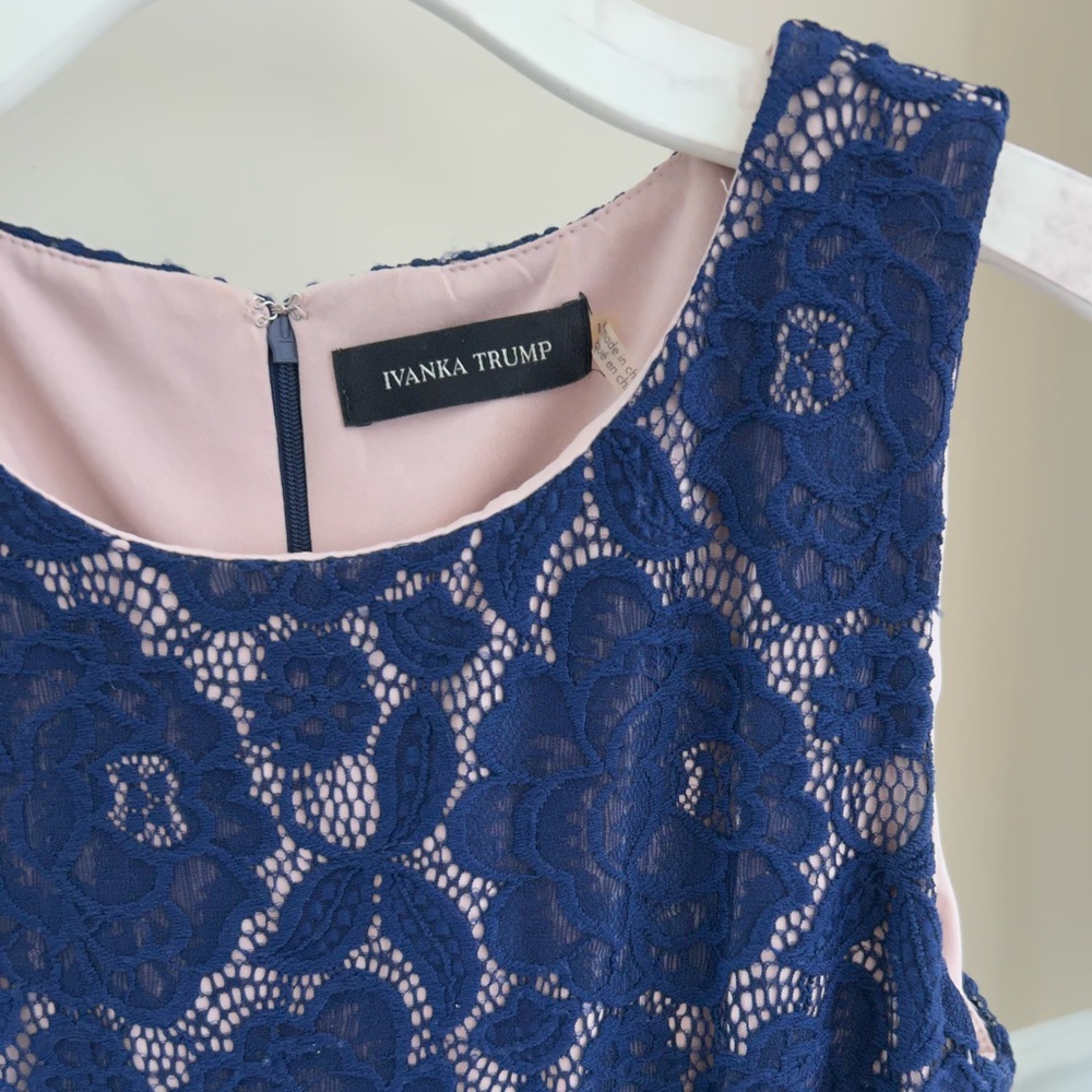 Ivanka Trump Lace Navy Sheath Dress - Picture 9 of 16
